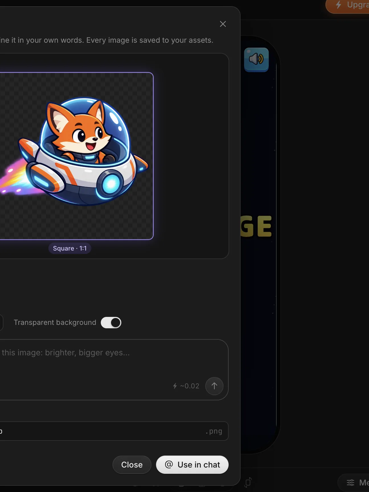 Generate image, with a fox pilot it made