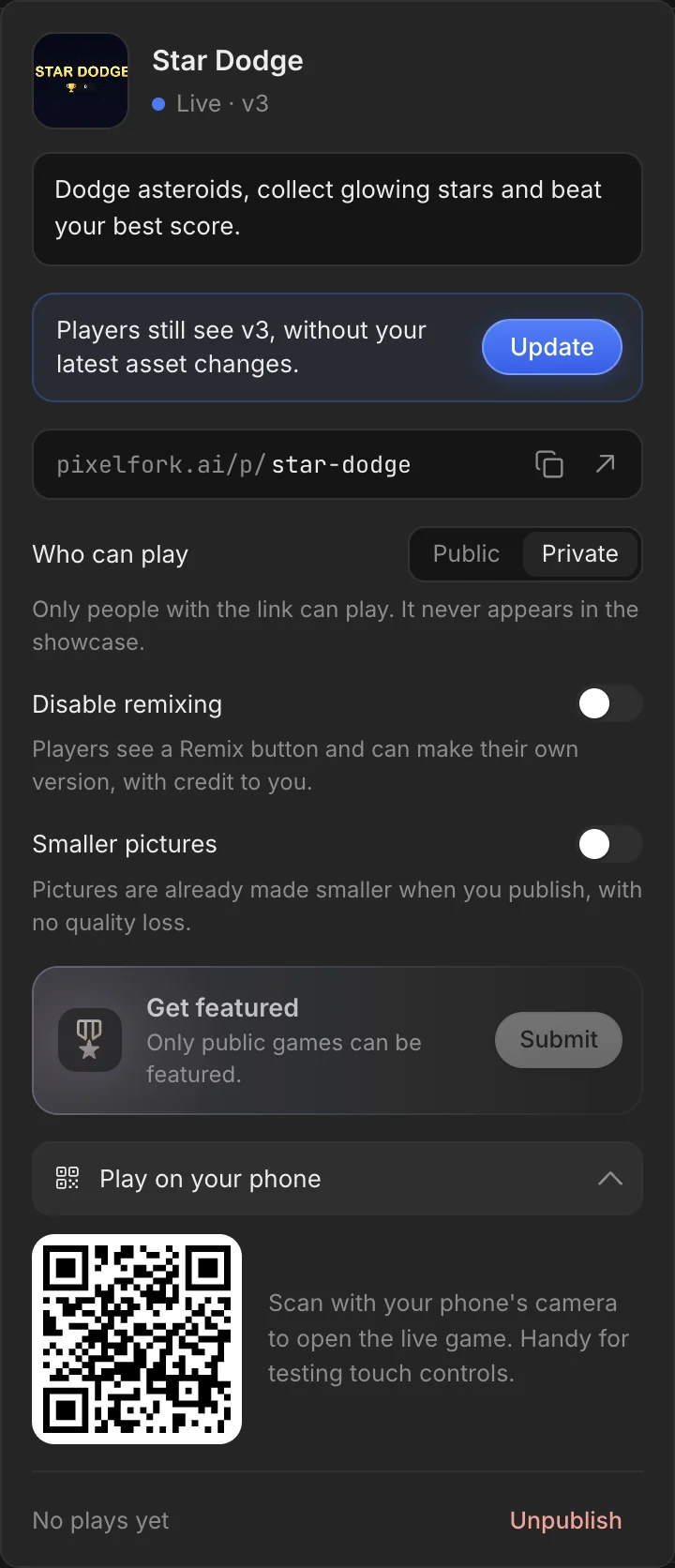 The Publish window